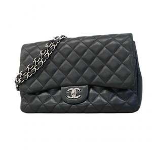 Chanel Shoulder Bag, Large Matelassé, Double Chain, Lambskin, Black, Women's